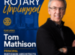 Promotional poster for Grand Rapids Rotary Unplugged featuring Tom Mathison, principal of Mathison Architects.