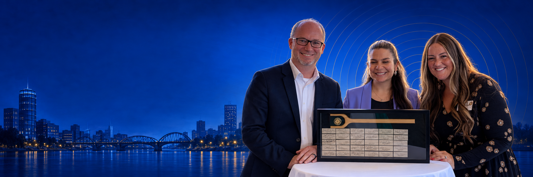 LEADERSHIP header with a Grand Rapids, Michigan background
